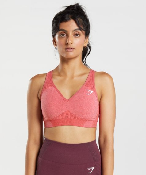 Women's Gymshark Vital Seamless 2.0 V Neck Sports Bra Pink | NZ 3EAWJN